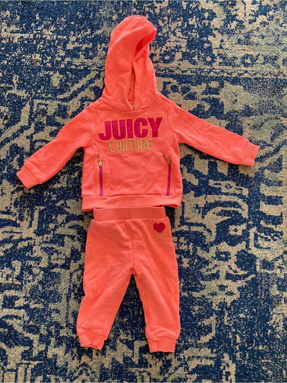 Juicy Couture Girls' Coral Pink Hoodie & Joggers Set